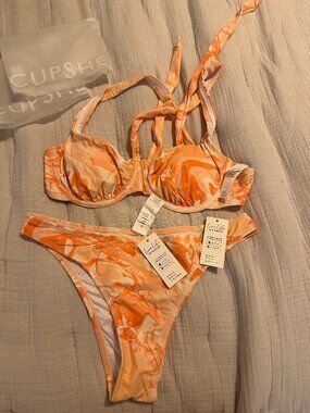 Orange Print Cupshe Underwire Bikini Set